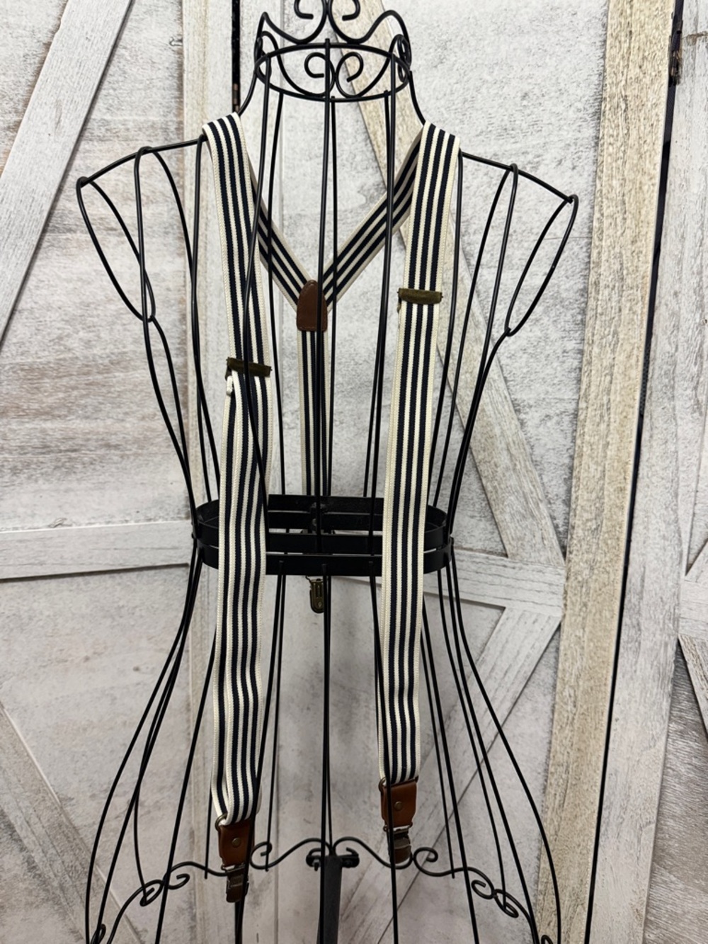 H&M Black and White Striped Men's Suspenders
